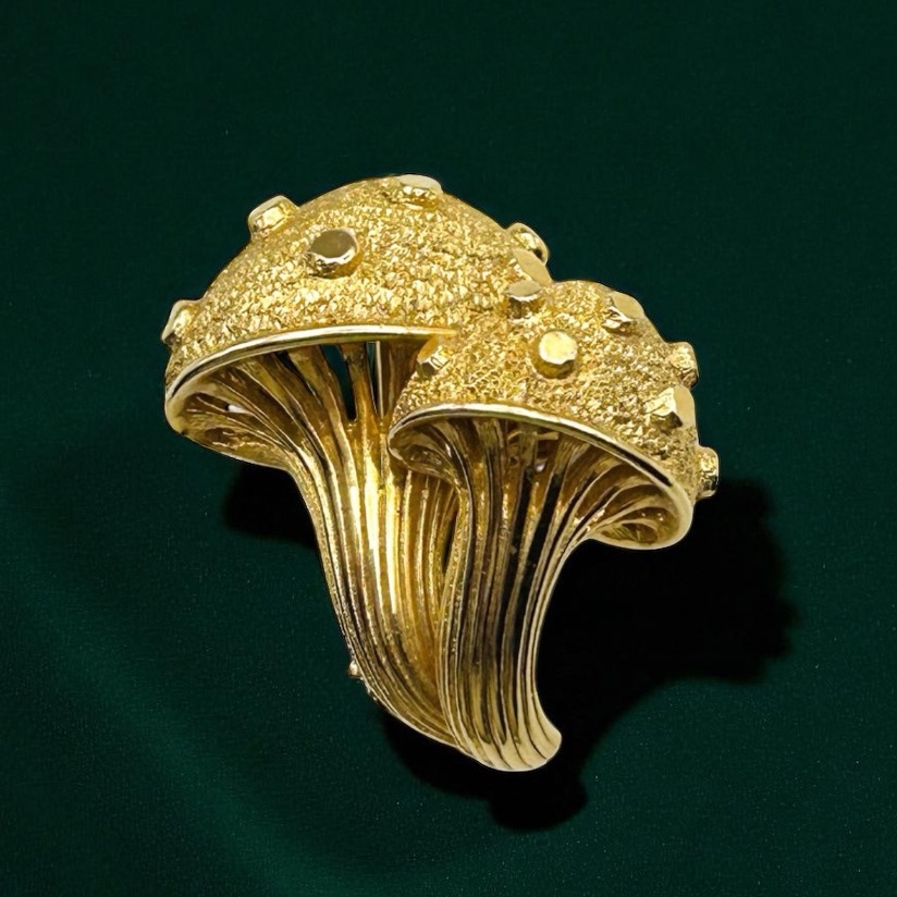 Vintage 60s Marcel Boucher Gold Tone Mushroom Brooch Euc 68$